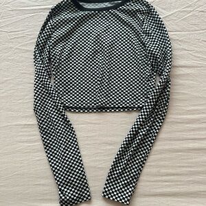 Forever 21 Black and White Checkered Crop Top
